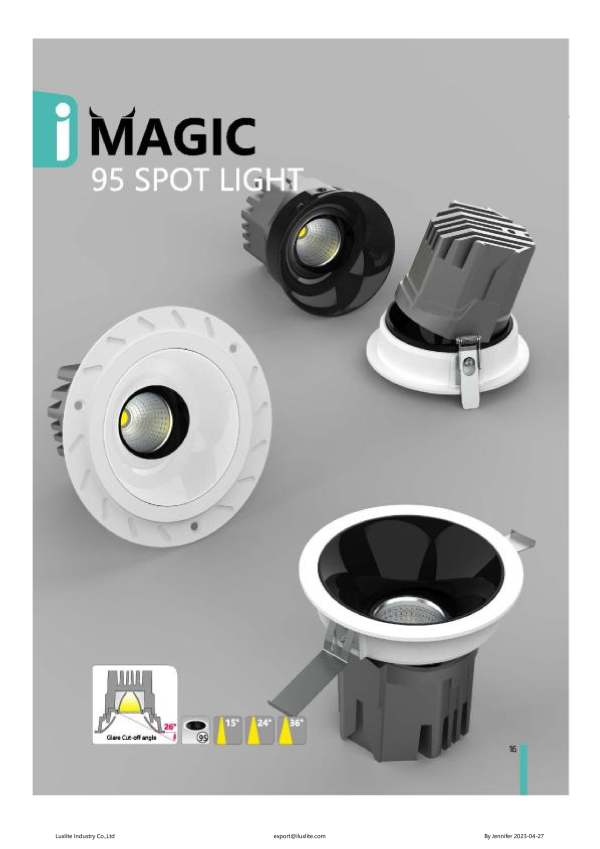 Professional Indoor Led Spotlights cutout 95mm 15W recess Spotlights  LX-SL01-95-15